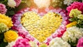 Golden Heart Surrounded by Flowers Royalty Free Stock Photo
