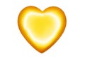 Golden heart white background isolated close up, gold heart shape pattern, yellow metal heart, love symbol, design element, icon Royalty Free Stock Photo