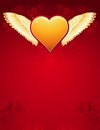 Golden heart with wings, vecto