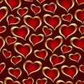 Golden hearts background.