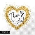 Golden hearts foil glitter brush stroke. Rose pink blue gold. Thank you card design. Social media networks beautiful Royalty Free Stock Photo
