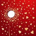Golden hearts on red background. Abstract flower Royalty Free Stock Photo