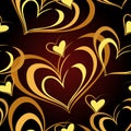 Golden Hearts Seamless Pattern Royalty Free Stock Photo