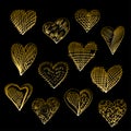 Golden hearts set Royalty Free Stock Photo