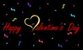 Golden hearts surround the word of love with messages Happy Valentime`s Day Royalty Free Stock Photo