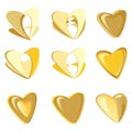 Golden hearts vector set Royalty Free Stock Photo