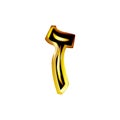 Golden Hebrew Alphabet. Brilliant Hebrew font. Letter gold Zain. Vector illustration on isolated background..