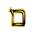 Golden Hebrew Alphabet. Brilliant Hebrew font. Letter gold Mem. Vector illustration on isolated background.. Royalty Free Stock Photo