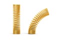 Golden helical coil springs, 3D rendering