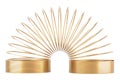 Golden helical spring toy. 3D rendering