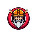 Golden helmet bearded viking avatar portrait vector mascot