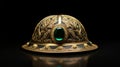 Golden Helmet With Emerald: Historical Genre Inspired Metal Carving