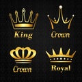 Golden crown labels set Royalty Free Stock Photo