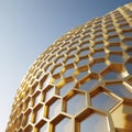Golden Hexagonal Facade of a Modern Building architecture Royalty Free Stock Photo