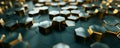 Golden Hexagonal Harmony: A Glossy Three-Dimensional Pattern