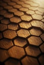 Golden Hexagonal Honeycomb Abstract Texture Design, Portrait Images Generative AI Royalty Free Stock Photo