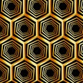 Golden hexagonal optical illusion