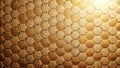 Golden hexagonal pattern abstract background texture of shiny, metallic honeycomb design with subtle lighting effects. Generative Royalty Free Stock Photo
