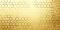 Golden hexagonal pattern forming a vibrant abstract background. Hexagon shapes creating a structure for technology systems and Royalty Free Stock Photo