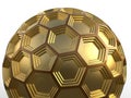 Golden Hexagonal sphere 3D illustration