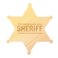 Golden hexagonal star icon. Illustration sheriff badge symbol. Cowboy aesthetic concept. Wild west, country style. Flat Royalty Free Stock Photo