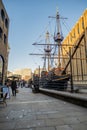 Golden Hind, an English galleon, moored in London Royalty Free Stock Photo