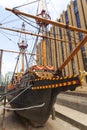 Golden Hind, replica of a 16th century ship in the seafront of St Mary Overie, London, United Kingdom