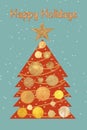 Golden Holidays Card Design With Tree