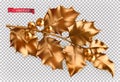 Golden holly. Christmas decoration. realistic vector icon