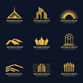 Golden home logo vector set design