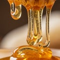 Golden honey drips in thick, smooth Royalty Free Stock Photo