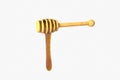 Golden honey drop from honey dipper, 3d rendering Royalty Free Stock Photo