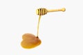 Golden honey drop from honey dipper, 3d rendering Royalty Free Stock Photo