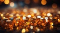 Golden honeycomb background with bokeh defocused lights, shallow depth of field. Generative AI Royalty Free Stock Photo