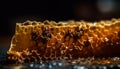 Golden honeycomb frames busy bees working for sweet liquid drop generated by AI