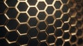 Golden honeycomb pattern in macro photography, luxurious hexagonal textured background with metallic shine Royalty Free Stock Photo