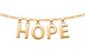 Golden HOPE word pendant on chain necklace. Royalty Free Stock Photo