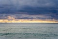 Golden horizon over the ocean at sunset. Robe, South Australia Royalty Free Stock Photo