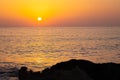 Golden Horizon: Sunrise Over the Mediterranean Sea in Crete Royalty Free Stock Photo