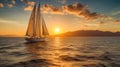 Golden Horizons: A Sailing Adventure at Sunset