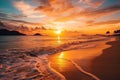 Golden Horizons: Southeast Asian Sunset Embracing Serene Shores