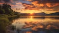 Golden Horizons: Tranquil Sunrise Painting the Coastal Landscape