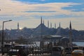 Golden Horn Metro Station Bridge Mosques Traffic Istanbul