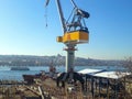 Golden Horn Shipyard Crane Ship Istanbul Royalty Free Stock Photo