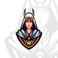 Golden horned lady witch gaming avatar vector mascot