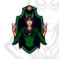 Golden horned lady witch gaming avatar vector mascot