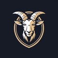 Golden Horns: A Striking Goat Head Logo Illustration