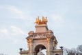 The golden horse figures of the Cascada Monumental in the Ciutadella Park or Parc de la Ciutadella in Barcelona, Spain. Royalty Free Stock Photo