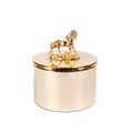 Golden horse object on the stand for luxury house decoration isolated on the white background Royalty Free Stock Photo