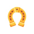 Golden horseshoe flat icon. Slot machine symbol
